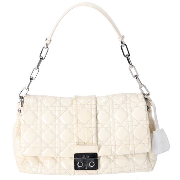 Christian Dior New Lock Shoulder Bag M9803 Cream Patent Leather - Picture 1 of 11